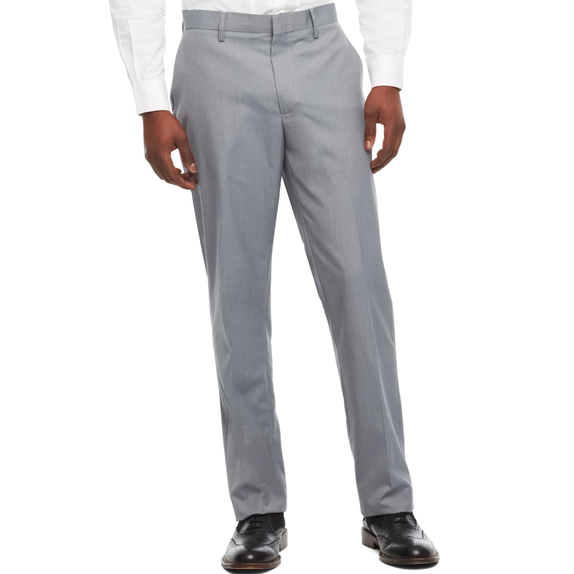 Cole Reaction Flatfront Striped Dress Pants in Gray for Men