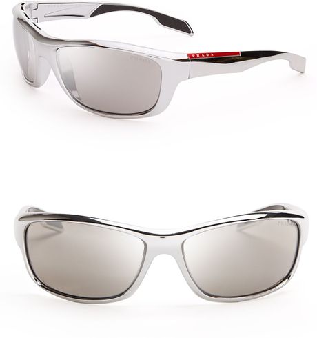 sunglasses sport rossa prada linea mirror silver grey wrap gray