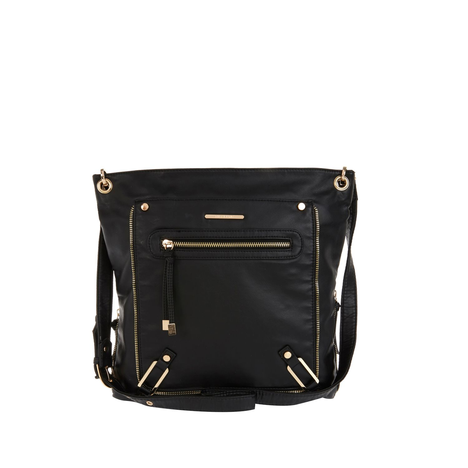 River Island Black Zip Trim Messenger Bag in Black Lyst