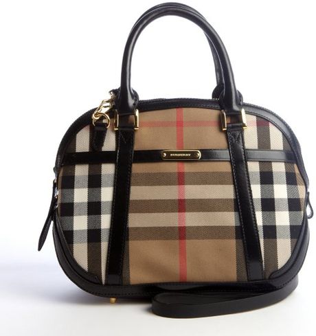 burberry trimmed nova tote handle canvas leather check