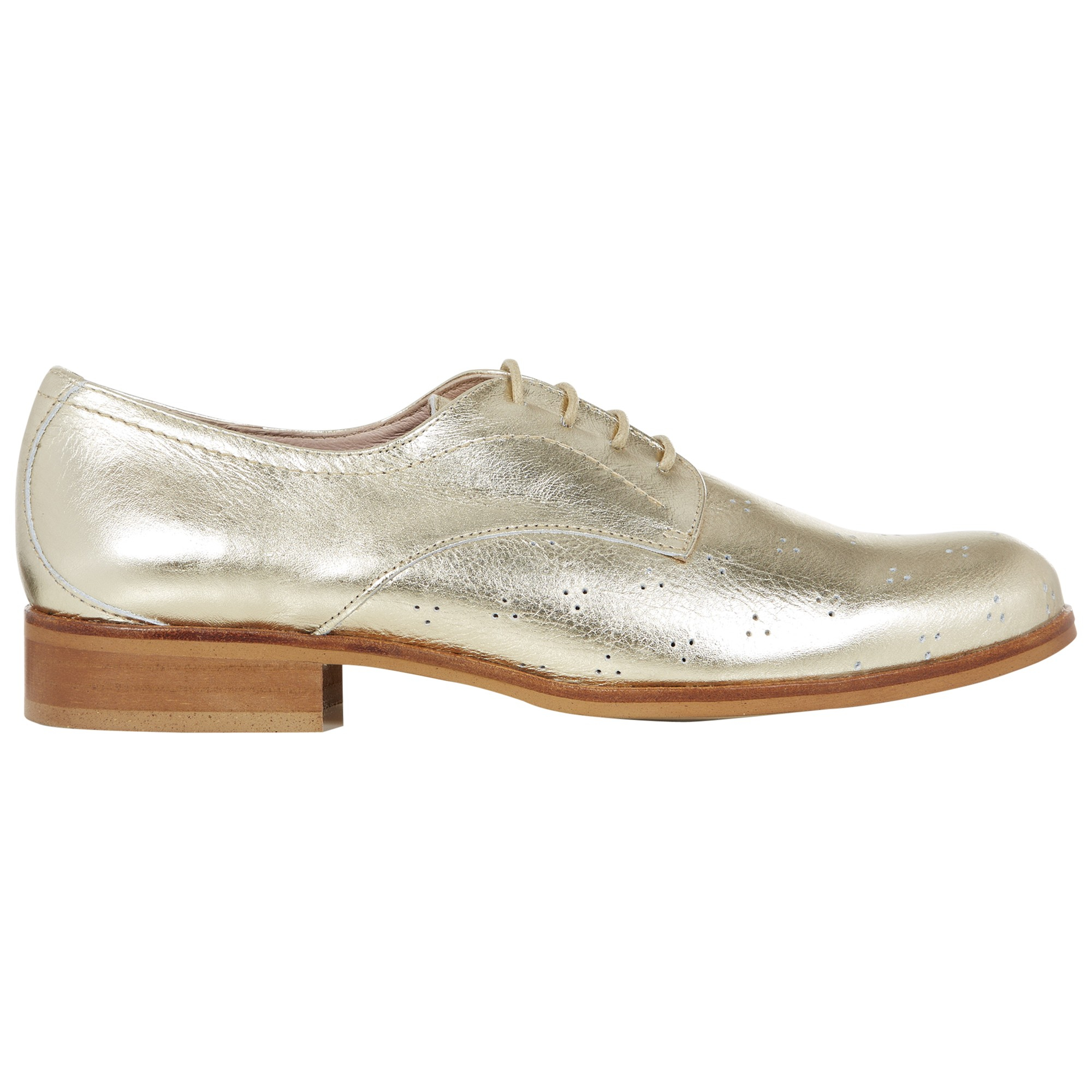 Hobbs Nw3 By Millie Derby Brogue Shoes in Gold (Light Gold