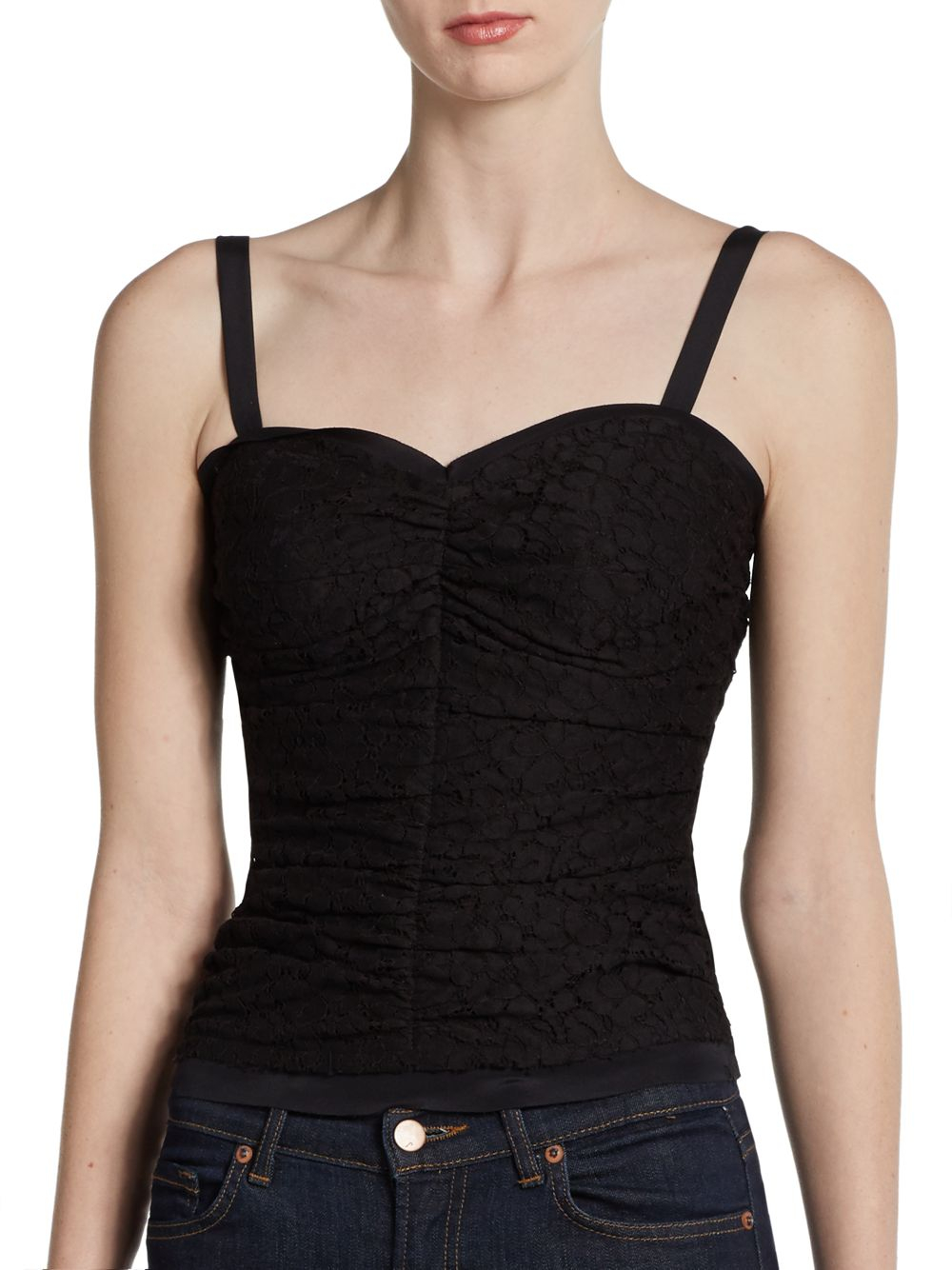 Dolce And Gabbana Jacquard Bustier Top In Black Lyst 1320