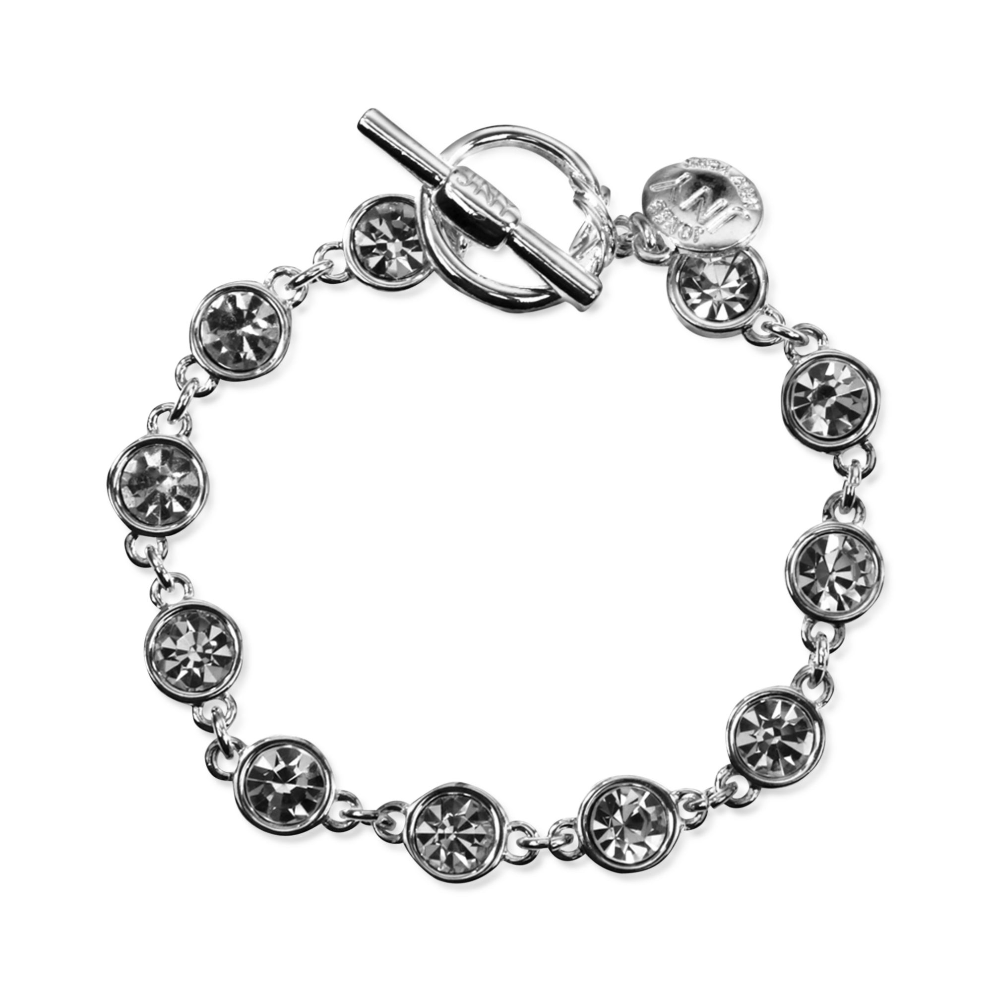 Jones New York Silvertone Crystal Toggle Bracelet in Silver (no color