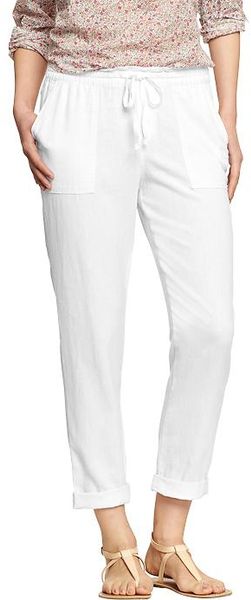 Old Navy Linen Blend Pants in White (Bright White) | Lyst