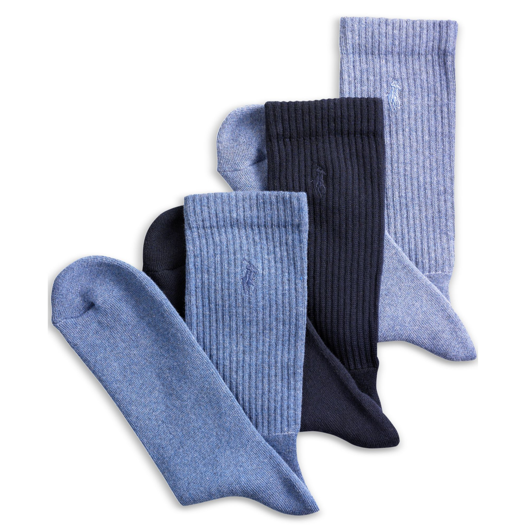 Polo Ralph Lauren Polo 3 Pack Ribbed Cushion Foot Crew Mens Socks in