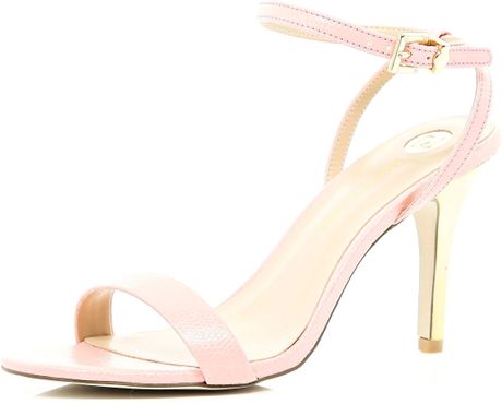 River Island Pale Pink Barely There Mid Heel Sandals in Pink | Lyst