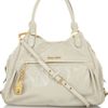 Miu Miu Bugatti Glazed Leather Tote in White