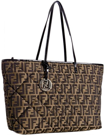 Fendi Tobacco Quilted Zucca Canvas Large Tote in Brown (tobacco) - Lyst
