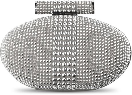 Karen Millen Stud Clutch in Silver (grey) - Lyst