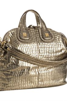 Givenchy Gold Crocodile Embossed Leather Nightingale Medium Satchel - Lyst