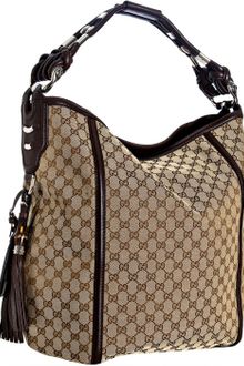 Gucci Chocolate Gg Canvas Techno Horsebit Large Hobo - Lyst