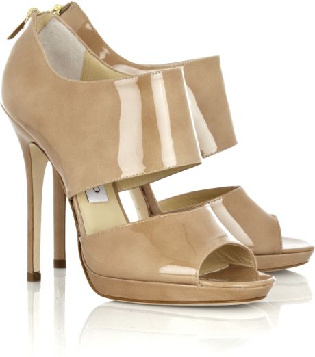 Jimmy Choo Private Patentleather Sandals in Beige (nude) - Lyst