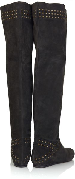 studded over the knee flat boots