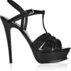 Yves Saint Laurent Tribute Calf Hair Sandals in Black - Lyst