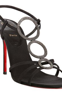 Christian Louboutin Black Crepe Troisronds 100 Sandals - Lyst