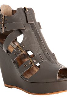 Twelfth Street by Cynthia Vincent Grey Leather Daryl Peep Toe Wedges - Lyst