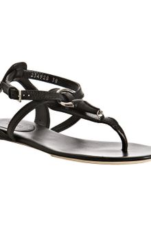 Gucci Black Leather Icon Bit Thong Sandals - Lyst