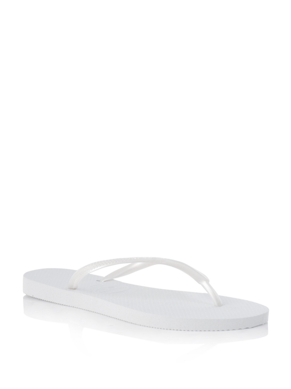 Havaianas Metallic Flip Flops in White | Lyst