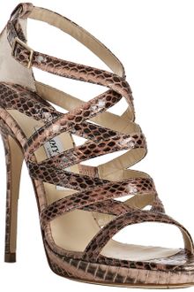 Jimmy Choo Blush Snakeskin Zero Sandals - Lyst