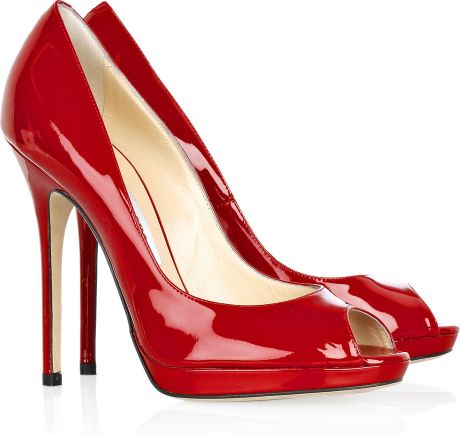 Jimmy Choo Quiet Patentleather Pumps in Red - Lyst
