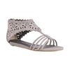 Pour La Victoire Light Grey Cutout Suede Farrah Flat Sandals in Gray (grey) - Lyst