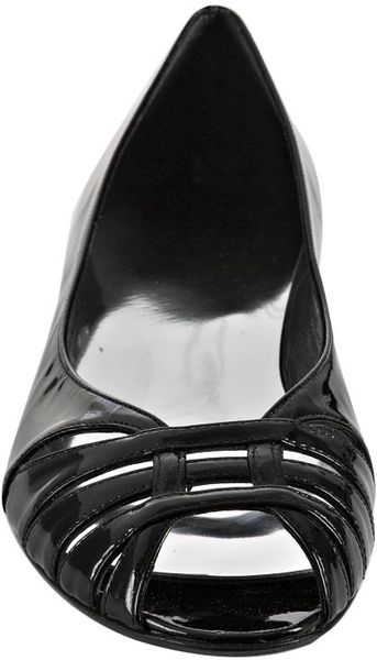 peep toe black flats