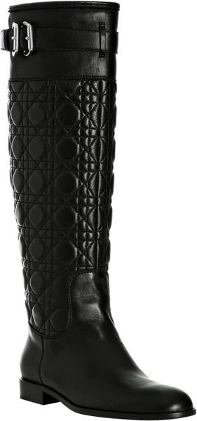 Dior Black Leather Cannage Riding Boots - Lyst