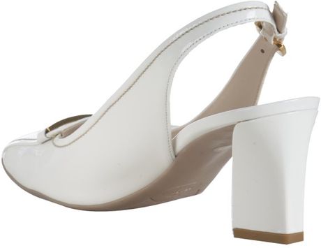 white patent slingback