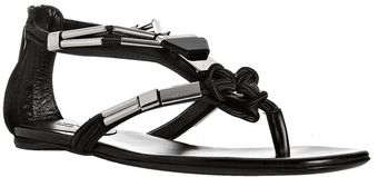 Gucci Black Leather Sigrid Thong Sandals - Lyst