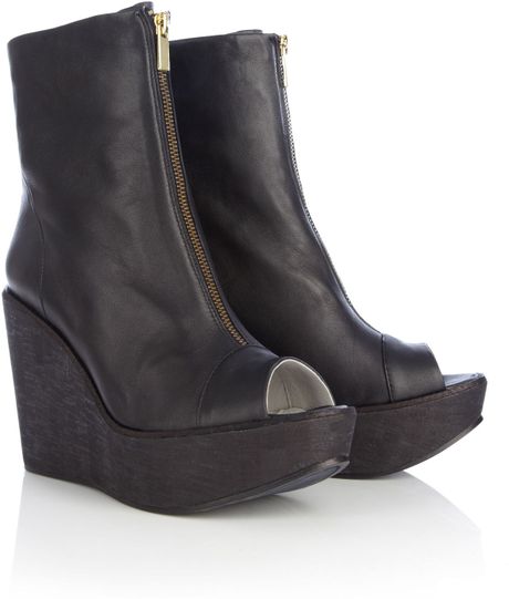 open toe wedge boots