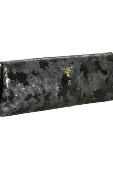 Prada Blue Sequin Logo Clutch - Lyst