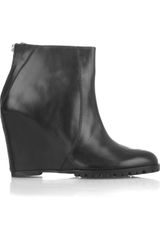minimarket Leather Wedge Ankle Boots