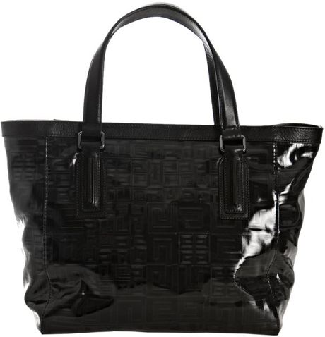 Givenchy Black Vinyl Logo Print Medium Tote Bag in Black