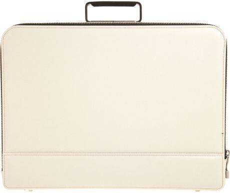 white leather briefcase