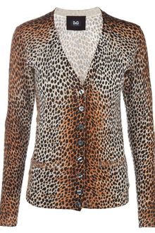 D&G Leopard Print Wool Cardigan - Lyst