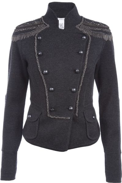 Diane Von Furstenberg Thesdore Embellished Wool Cardigan in Gray (charcoal) - Lyst