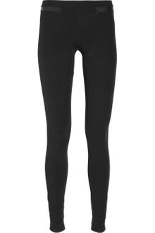 Helmut Lang Leather and Stretch-twill Leggings - Lyst