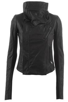 Rick Owens Funnel Neck Leather Jacket - Lyst