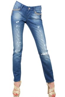 7 For All Mankind Destroyed Stretch Denim Skinny Jeans - Lyst