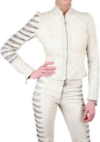 Sonia Villa Slit Arm Leather Jacket - Lyst