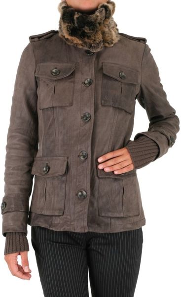 Gold Bunny Murmaski Collar Leather Jacket in Brown (taupe) - Lyst
