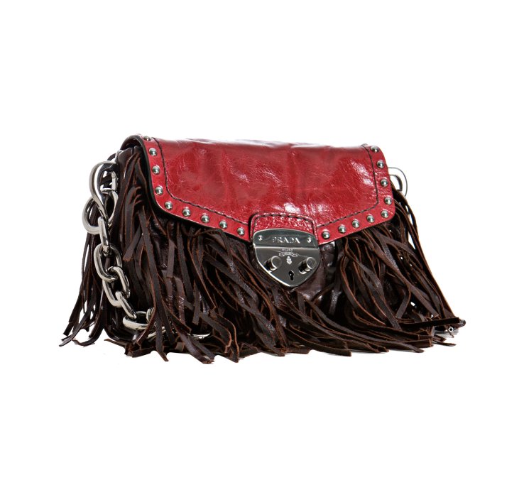 prada fringe bucket bag