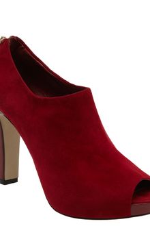 Franco Sarto Open Toe Suede Bootie - Lyst