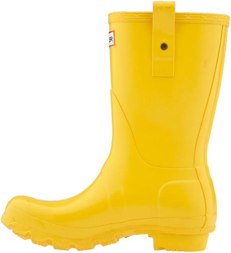 Hunter Womens Original Short Rain Boots - Yellow In Yellow 