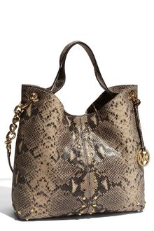 Michael by Michael Kors Uptown Astor - Large Python Embossed Shoulder Tote - Lyst