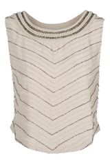 Haute Hippie Sleeveless Beaded Pearl Crop Top