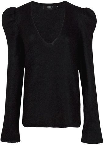 Lublu V-neck Puff Sleeve Jumper - Lyst