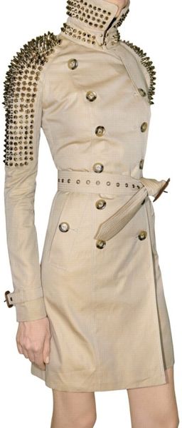 Burberry Prorsum Studded Gabardine Trench Coat in Beige - Lyst