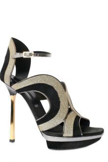 Diego Dolcini 130mm Suede Glittered Nappa Sandals - Lyst