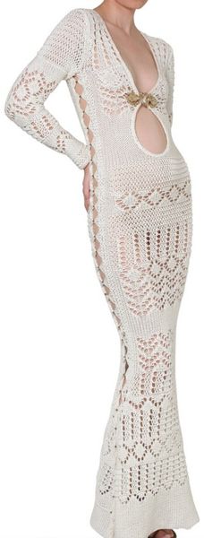 Emilio Pucci Long Crochet Dress In White Cream Lyst 5443